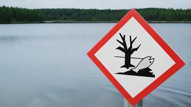 Toxic waste sign. Harmful danger to the aquatic environment.