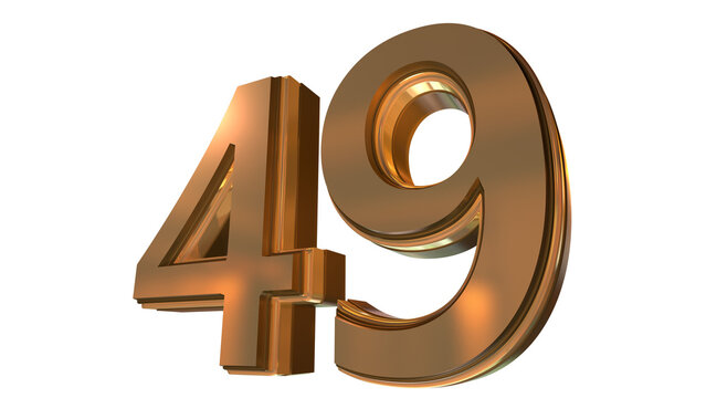 Gold 3D Number 49 Luxury Metallic Golden Numeral