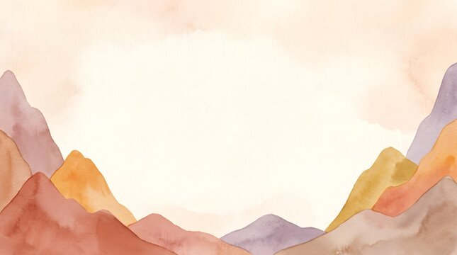 Watercolor mountain landscape frame with soft pastel colors watercolor mountain landscape