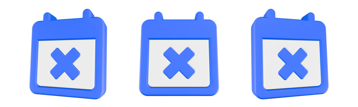 calendar cancel icon 3d rendering