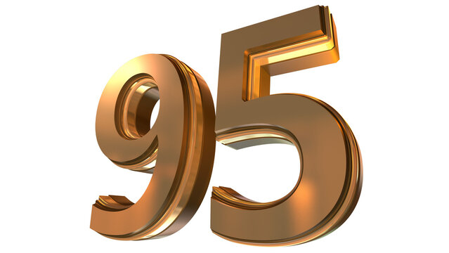 Gold 3D Number 95 Luxury Metallic Golden Numeral