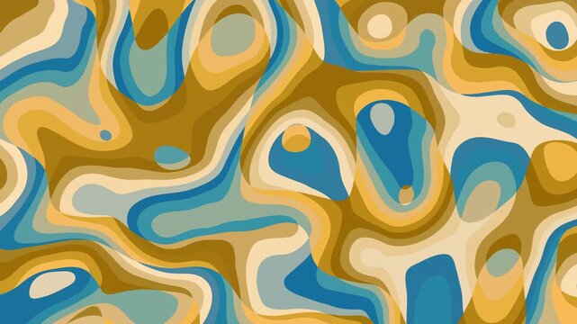 Abstract, retro, rainbow wavy, psychedelic, groovy, hippie, flat, abstract, cartoon looping background in seventies style. loop retro psychedelic background