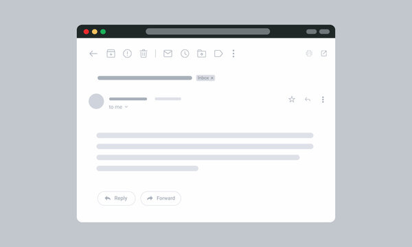 Email client inbox view with message list and toolbar, inbox tab open.