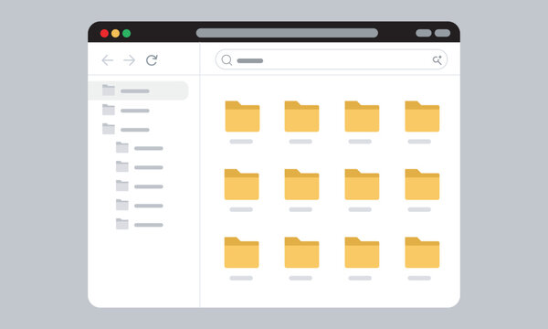 File explorer or folder management system interface with file tree and folder grid.