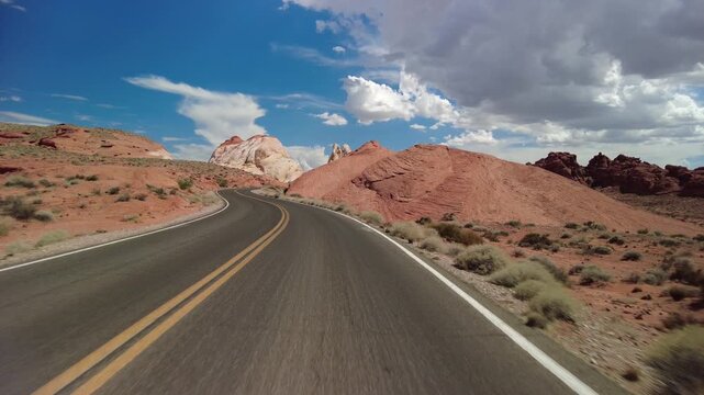 Driving Plate Nevada Desert Valley of Fire Mouses Tank Rd Northbound Front View 09 USA