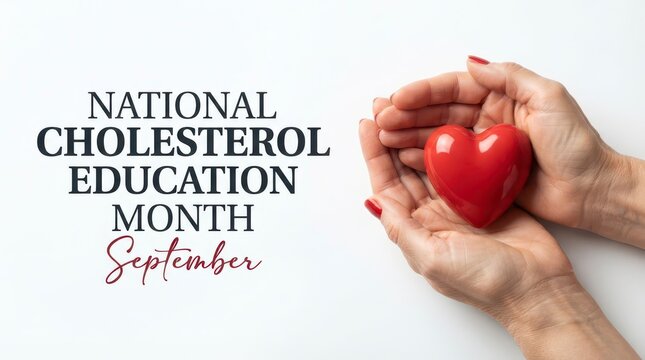 Hand holding apple for national cholesterol education month in september