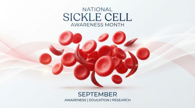 Sickle cell awareness month illustration with red blood cells in september