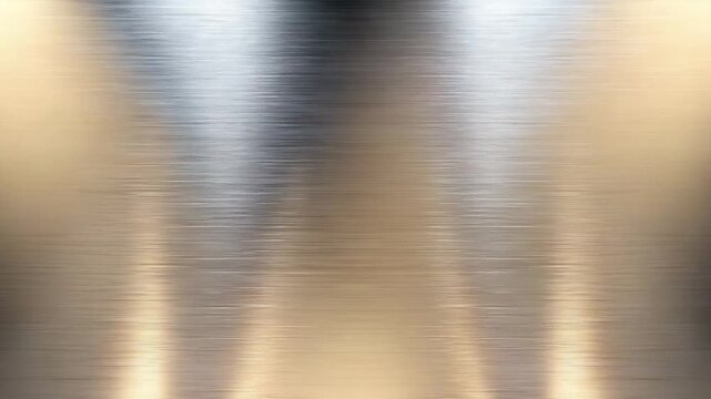 A metal surface shows reflections and light patterns in an industrial setting, creating a smooth texture background