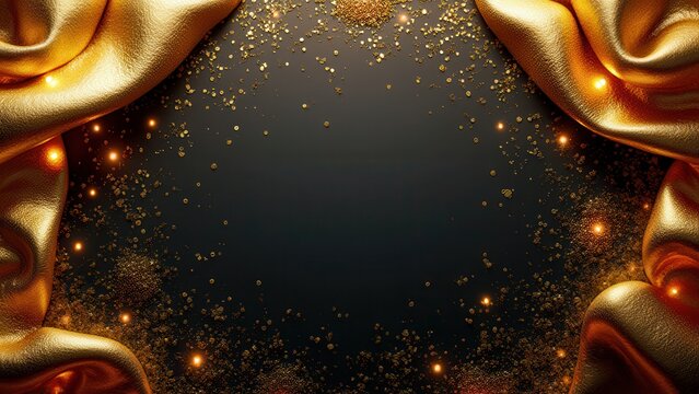 luxurious overhead flat lay gold foil glitter bokeh abstract surface moody festive holiday background for advertising