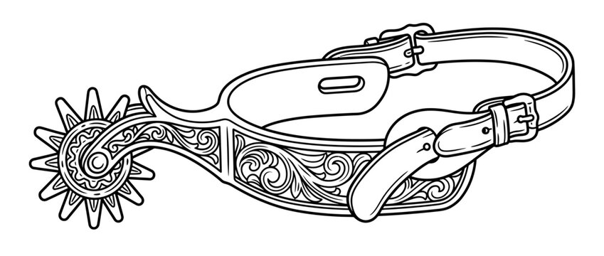 Western Cowboy Spur with Star Rowel Isolated