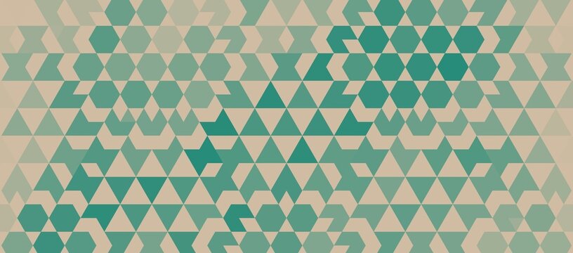 Teal and beige modern geometric tessellation