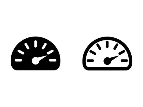 Set of two simple speedometer icons with solid and outline graphic styles
