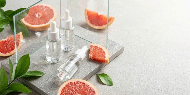 Vibrant Vitamin C Skincare with Grapefruit and Leaves