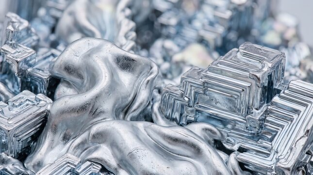 Indium Metal Crystals Forming Soft Silver Folds and Geometric Terraces