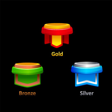 Gold, silver and bronze game rank bases and badges