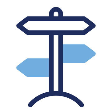 Direction Wooden Signpost Guide Duo Tone Icon