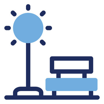Street Lamp Park Bench Duo Tone Icon