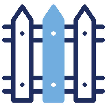 Wooden Picket Fence Boundary Duo Tone Icon