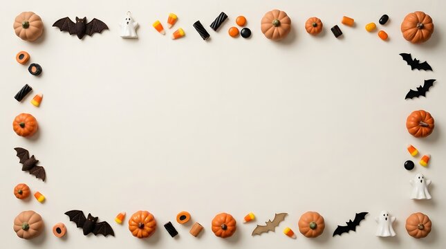 A spooky and delightful halloween frame featuring pumpkins bats and autumn leaves for festive celebrations