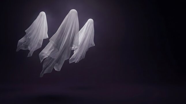 Ethereal halloween specters a dark and mysterious night with floating ghosts and spooky vibes