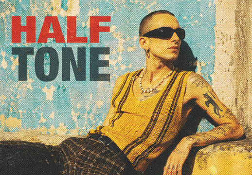Vintage Halftone Printed Photo Effect