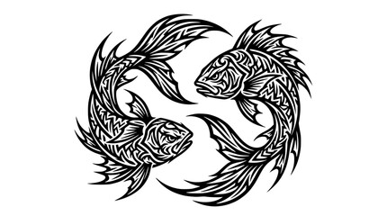Fototapeta premium Tribal Pisces Zodiac Symbol