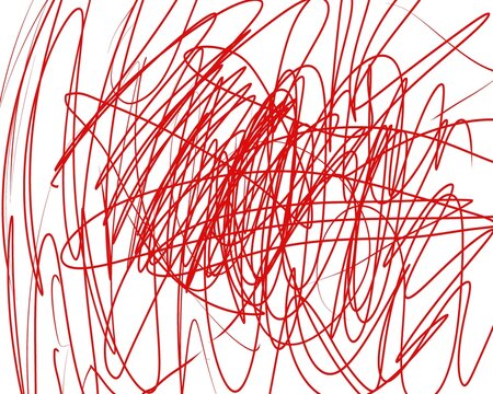Red Scribble Line Art Chaotic Abstract Background
