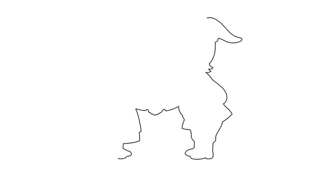Continuous line art animation of two cute garden gnomes a boy and a girl holding hands together in an outdoor setting a charming and simple vector illustration perfect for various creative projects.