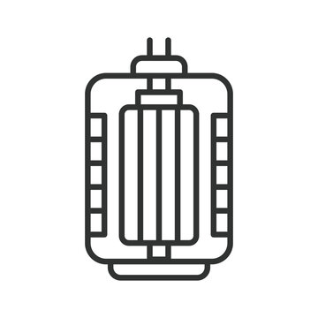 Brushless electric motor, icon in line design. brushless motor, brushless electric motor, BLDC motor, electric motor, power tool motor on white background vector. Editable stroke icon.