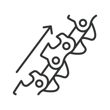 Maximum chainsaw chain speed, icon in line design. maximum chain speed, chainsaw top speed, maximum cutting speed, saw chain velocity on white background vector. Editable stroke icon.
