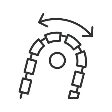 Chainsaw chain length, icon in line design. chainsaw chain length, saw chain length, chain measurement, chainsaw chain size, cutting chain length on white background vector. Editable stroke icon.