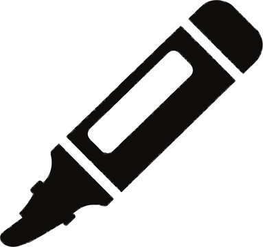 A premium black and white flat vector icon of a glue stick with the cap off, solid black lines and fills, modern UI style, exclusive minimalist design, isolated on a pure white background