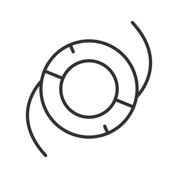 Grass trimmer line spool, icon in line design. trimmer line spool, grass trimmer spool, nylon cutting line, string trimmer coil, brush cutter line on white background vector. Editable stroke icon.