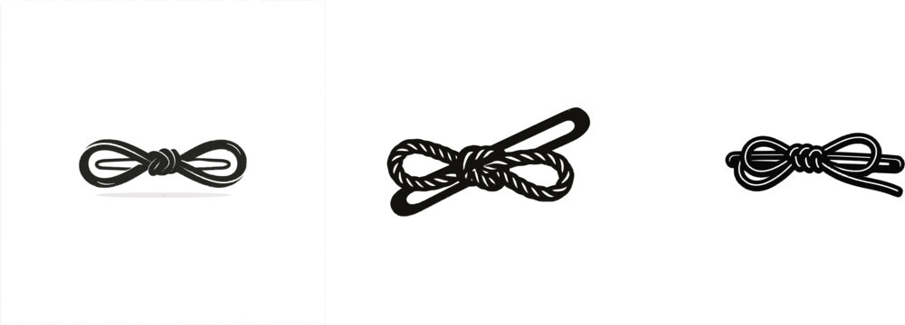 A premium black and white flat vector icon of a hair barrette adorned with a macrame bow, featuring solid black lines and fills in a modern UI style, exudes an exclusive minimalist design against a
