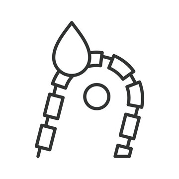 Chainsaw chain lubrication, icon in line design. chainsaw chain lubrication, chain oiling, saw chain oil, automatic oiler, chainsaw maintenance on white background vector. Editable stroke icon.