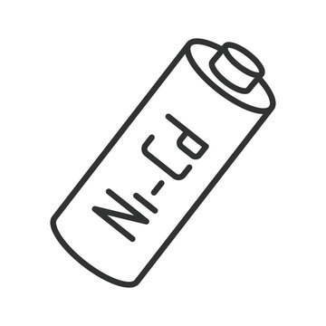 Ni-Cd battery icon in line design. Battery, ni-cd, nickel-cadmium, power, energy, accumulator, electric on white background vector. Ni-Cd battery editable stroke icon.