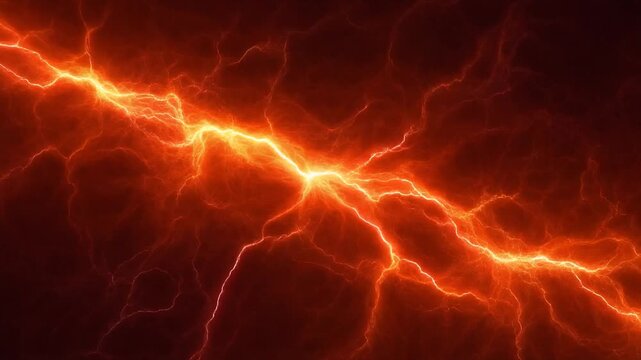 Slow-twisting red-amber plasma with glowing trails, lines, and waves