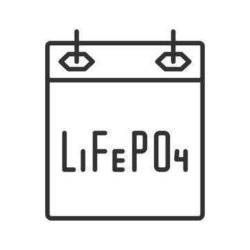 LiFePO4 battery icon in line design. Battery, lifepo4, lithium-iron-phosphate, power, energy, accumulator, electric on white background vector. LiFePO4 battery editable stroke icon.