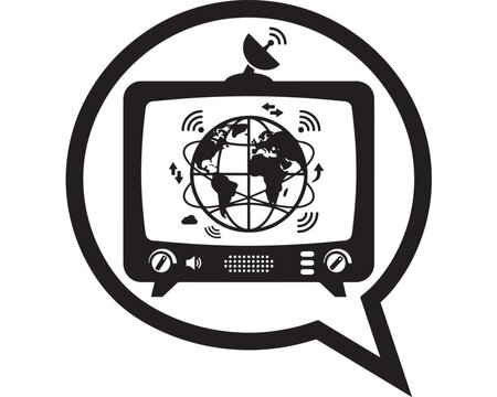 Television Broadcasting Global Communication Network with Satellite and Internet Signals Illustration