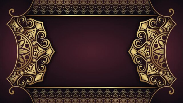 Brown ornamental background animation with a rotating gold mandala.