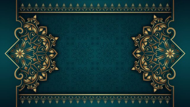 Classic ornamental animated background, gold border, and rotating mandala.