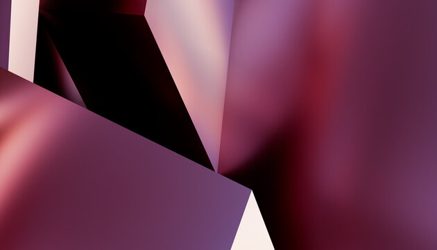 Abstract geometric 3d shapes with purple and pink gradients