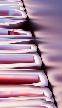 Close-up view of three-dimensional white abstract letters with shadows