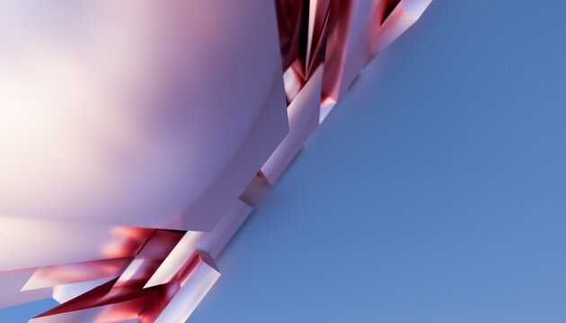 Abstract 3d rendering of smooth curved shapes in pink and purple hues