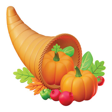 3d rendering icon Cornucopia horn