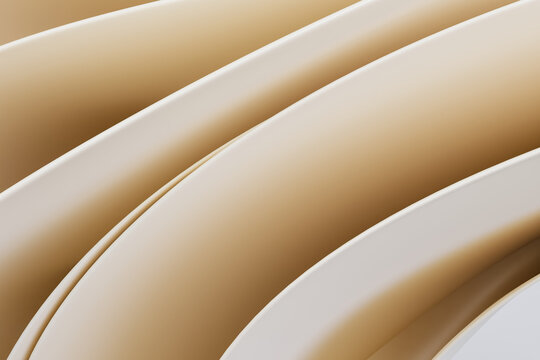 Abstract 3d curved golden shapes create a smooth flowing background