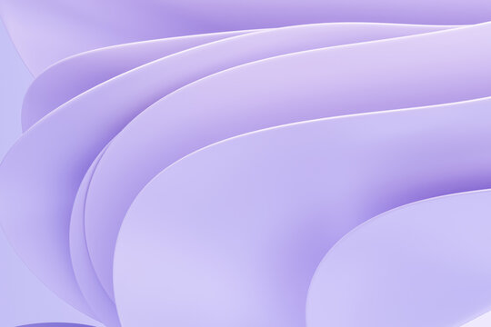 Abstract digital 3d render with smooth purple curved layers