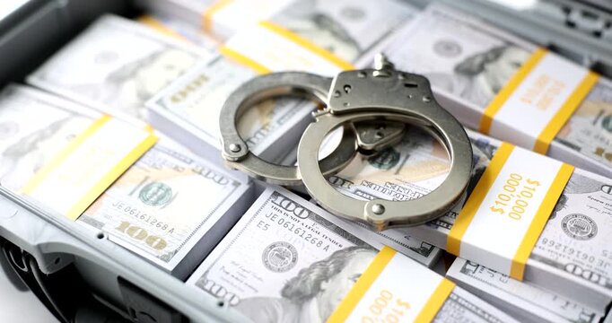 A striking display features stacks of cash alongside shiny handcuffs, highlighting the tension between wealth and confinement. The juxtaposition invites reflection on choices and consequences.