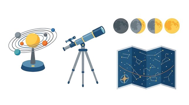 Collection of astronomy icons and educational space tools.