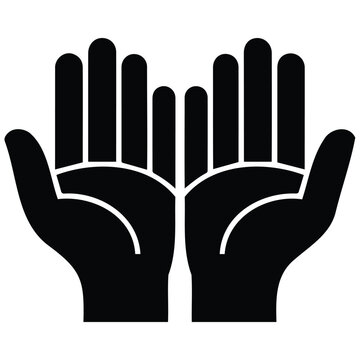 Two raised hands with open palms as a symbol of asking or giving.